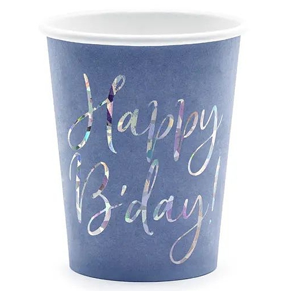 Kel�mky Happy B'day!, modr�, 220ml (1 balen� / 6 ks)