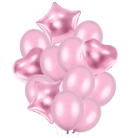 Balonkov� set r��ov� - 2 srdce - 2 hv�zdy - 9 balonk� r��ov�ch 30 cm