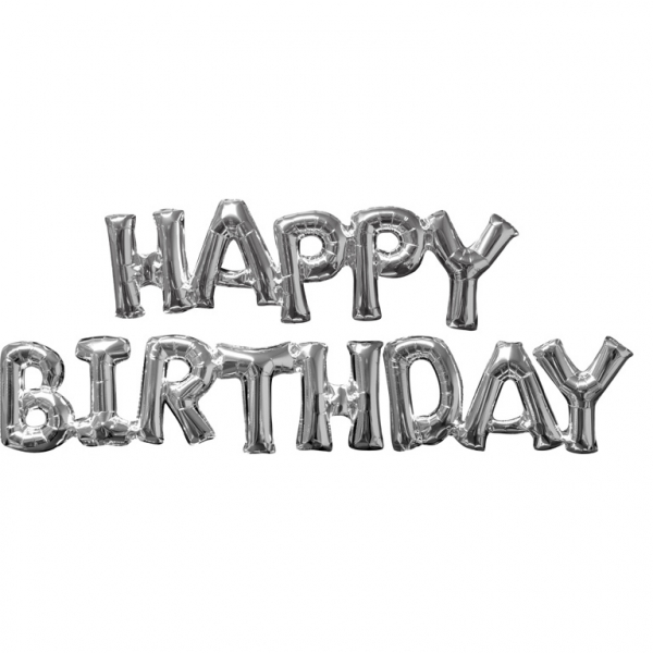 Bal�nek HAPPY BIRTHDAY st��brn�
