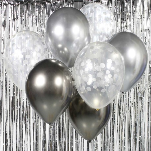 BAL�NKY latexov� Beauty Charm buket st��brno-�ed� 30cm 7ks
