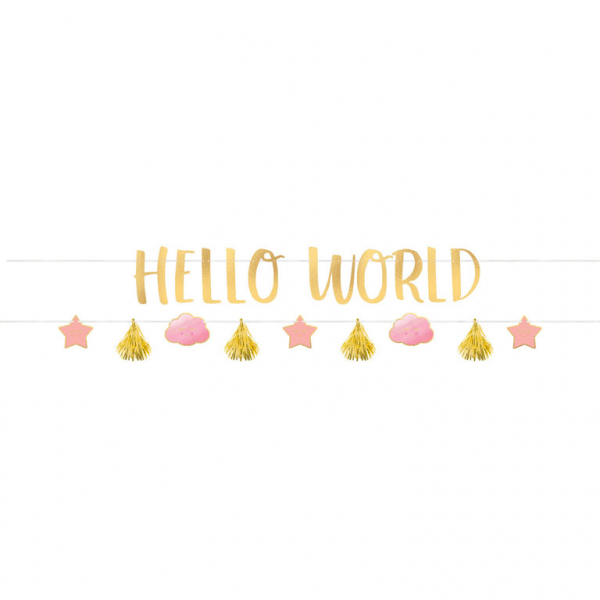 BANNER Oh Baby Girl Hello World zlato-r��ov�  2ks