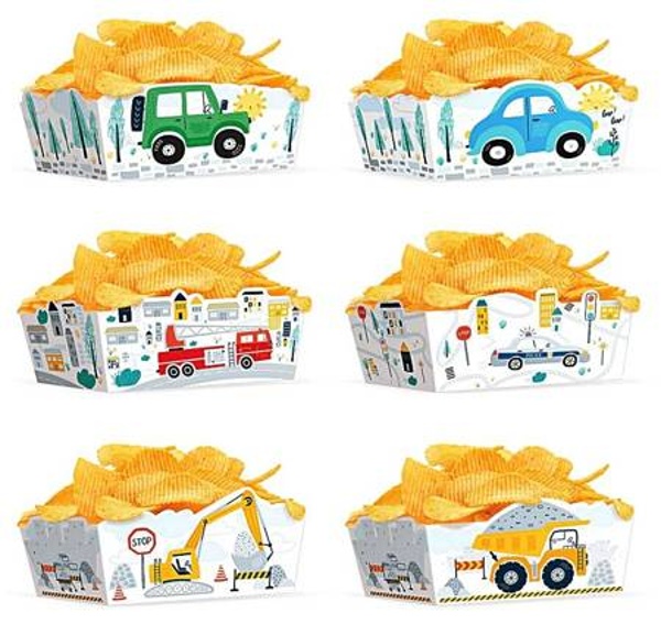Krabi�ky na chipsy Auta 15 x 6 cm 3 ks