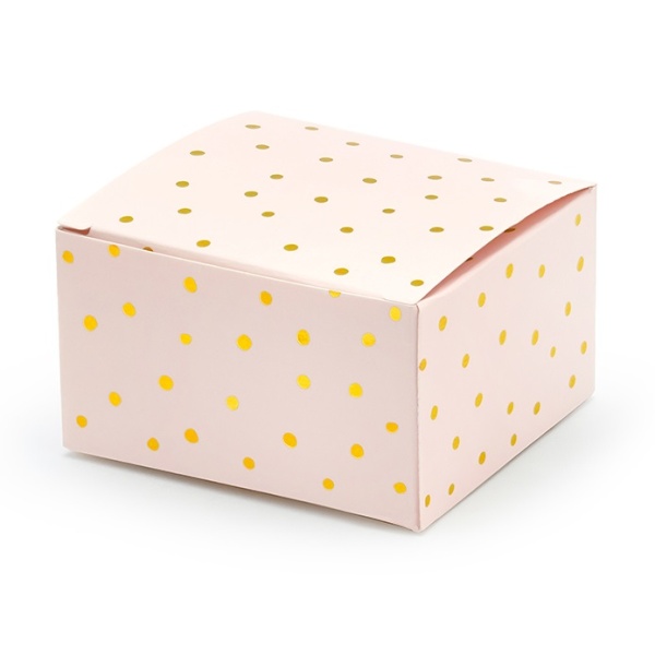 Krabi�ky sv�tle r��ov�, zlat� te�ky 6x3,5x5,5cm 10 ks