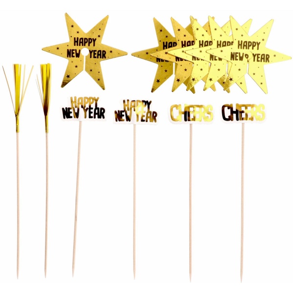 Set dekorac� na skleni�ky Happy New Year 12 ks