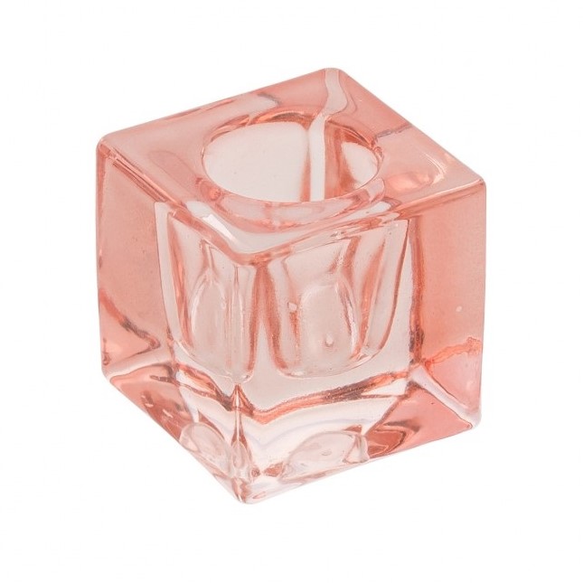 Sv�cen sklen�n� na �zkou sv��ku Krychle pastelov� r��ov� 4 x 4 x 4 cm