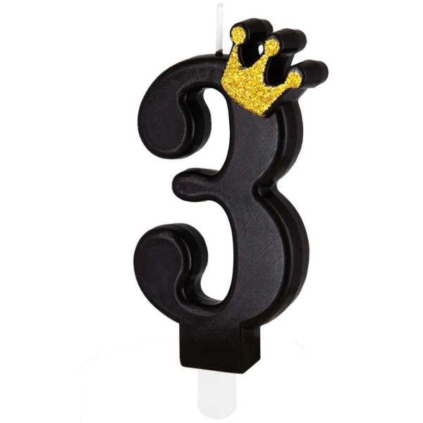 Sv��ka dortov� ��slice 3 �ern� s korunkou 8,8 cm