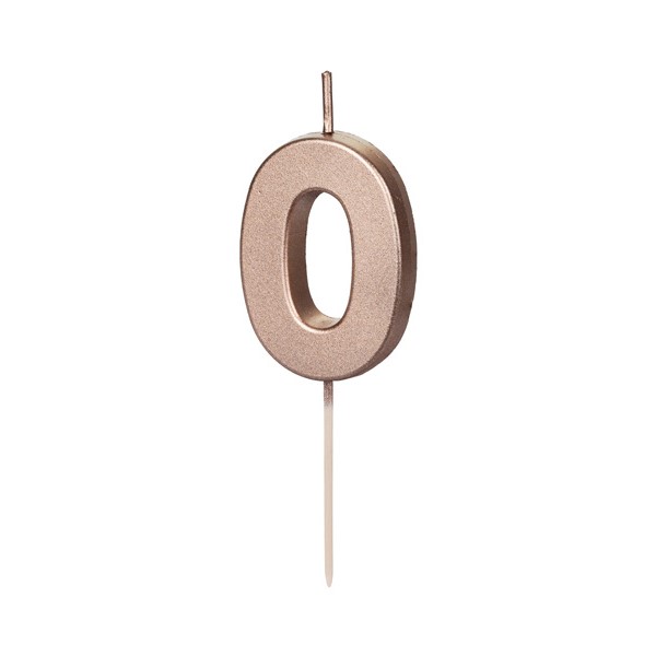 Sv��ka dortov� ��slo 0 r��ov� zlato 4,5 cm