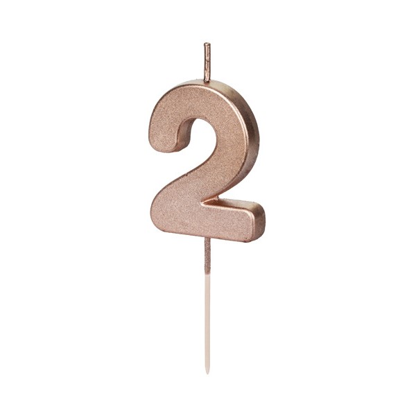 Sv��ka dortov� ��slo 2 r��ov� zlato 4,5 cm