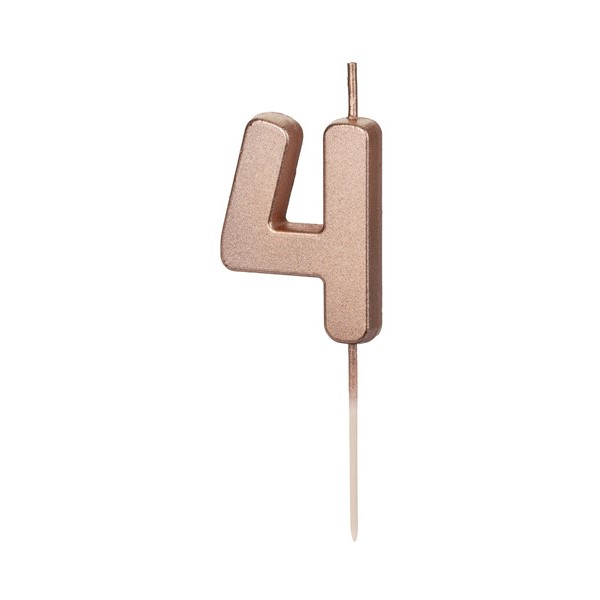 Sv��ka dortov� ��slo 4 r��ov� zlato 4,5 cm