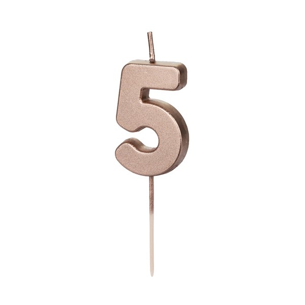 Sv��ka dortov� ��slo 5 r��ov� zlato 4,5 cm