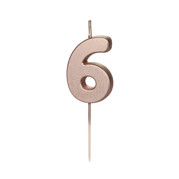 Sv��ka dortov� ��slo 6 r��ov� zlato 4,5 cm