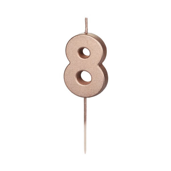 Sv��ka dortov� ��slo 8 r��ov� zlato 4,5 cm