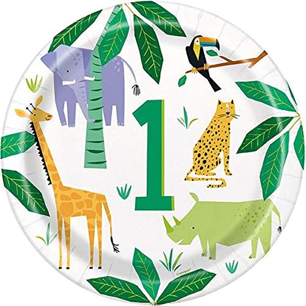 Tal��e pap�rov� Animal Safari 1. narozeniny 23 cm 8 ks