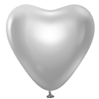 Bal�nky latexov�, platinov� st��brn� srdce 30 cm 6 ks