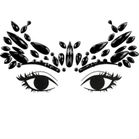 Kam�nky na obli�ej Krystaly, �ern� 14.5x5.5cm