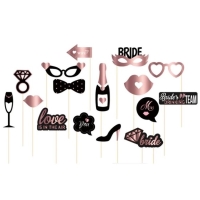 Rekvizity do fotokoutku Hen Party �erno r��ov� 16 ks