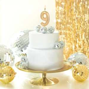 Sv��ka dortov� leskl� "9" zlat� 6 cm