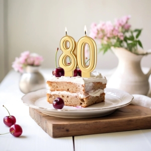 Sv��ka narozeninov� "80" zlat� 8 cm