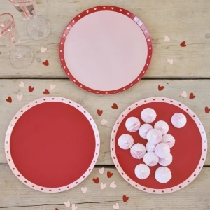 Tal��e pap�rov� �erveno-r��ov� se srd��ky 25 cm 8 ks