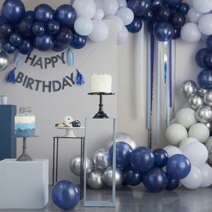 Tal��ky pap�rov�, modr�  "Happy birthday" 25cm 8ks