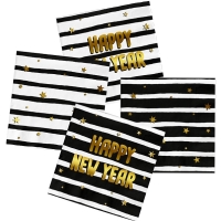 Ubrousky Happy New Year �erno-zlat� 33x33 cm 20 ks