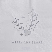 Ubrousky pap�rov� Cesm�na Merry Christmas st��brn� 12,5 x 12,5 cm 16 ks