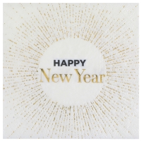 Ubrousky pap�rov� HNY b�lo-zlat� 33 x 33 cm 10 ks
