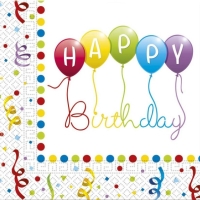 Ubrousky pap�rov� Happy Birthday Streamers 33 x 33 cm 20 ks