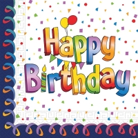 Ubrousky pap�rov� Happy Birthday multicolour 33x33 cm 20 ks