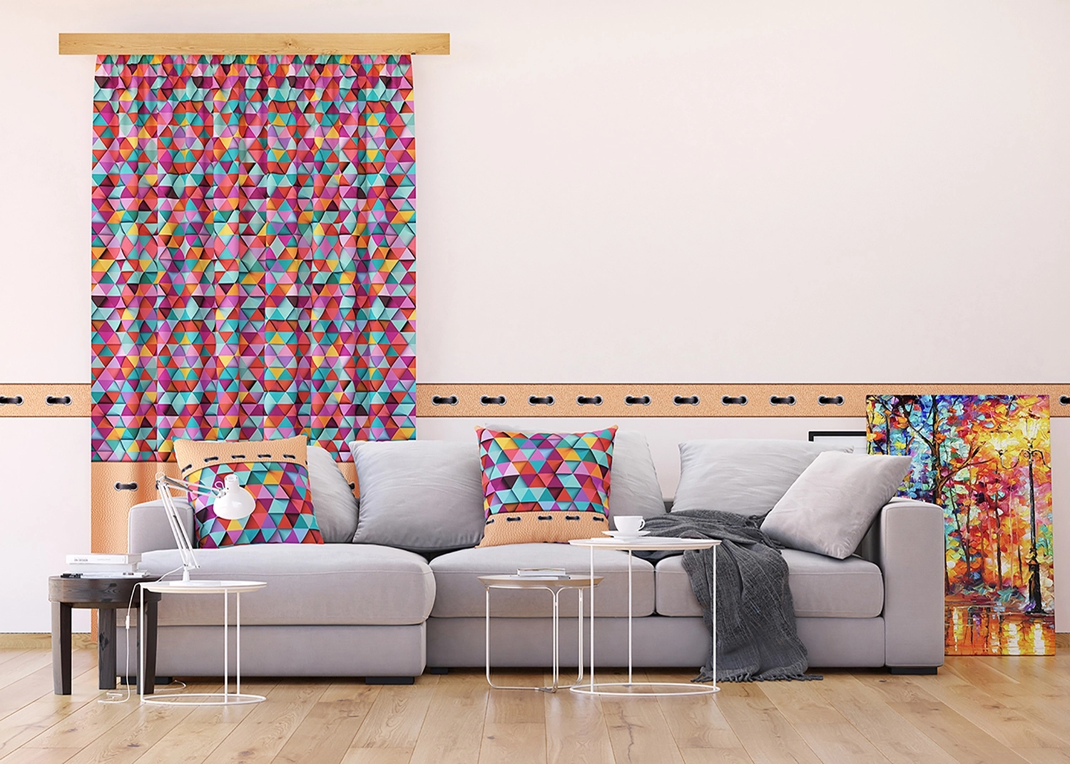 Dekorativn� z�v�s Troj�heln�ky | 140 x 245 cm | FCPL 6584